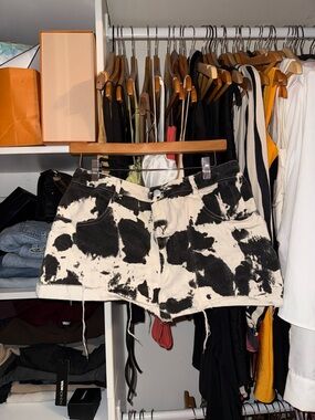 Cow Print Black & White Women's Denim skirt